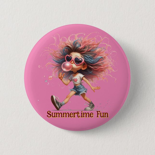 Chapa Redonda De 5 Cm Summertime Fun (Anverso)