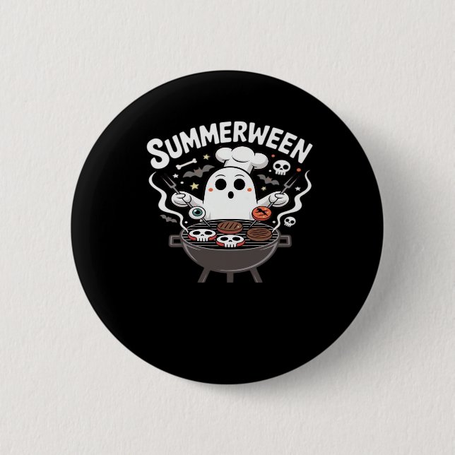 Chapa Redonda De 5 Cm Summerween BBBQ Funny (Anverso)