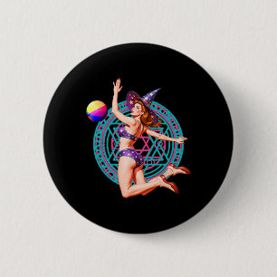 Chapa Redonda De 5 Cm Summerween Beach Ll Pin-up Y Witch Halloween Magic
