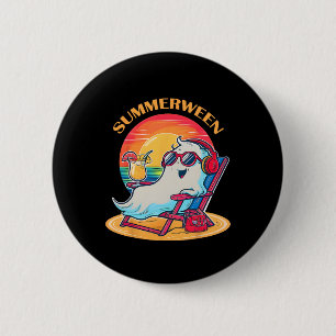 Chapa Redonda De 5 Cm Summerween Cute Spooky Summer Ghost Halloween Love