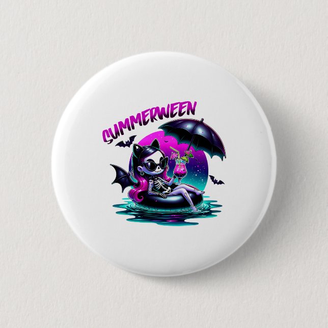 Chapa Redonda De 5 Cm Summerween Ghost Summer Halloween Chicas (Anverso)