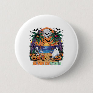Chapa Redonda De 5 Cm Summerween Skeleton Beach Fiesta Halloween Vibes