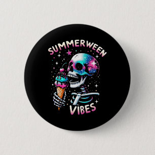 Chapa Redonda De 5 Cm Summerween Vibes Skeleton Ice Cream Summer Hallowe