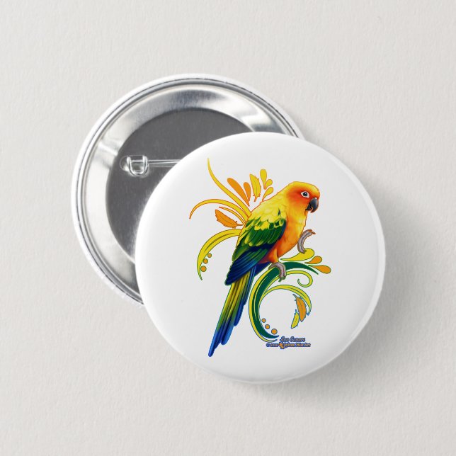 Chapa Redonda De 5 Cm Sun Conure (Anverso y reverso)