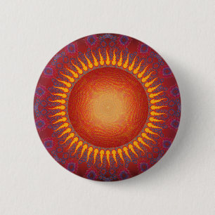 Chapa Redonda De 5 Cm Sun psicodélico: Diseño espiral del fractal