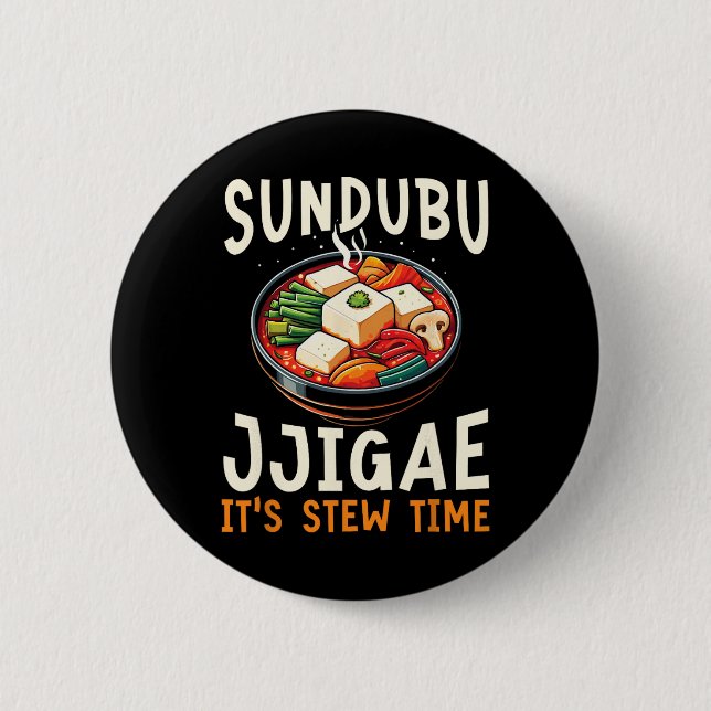 Chapa Redonda De 5 Cm Sundubu Jjigae Comida Asiática Comida Coreana (Anverso)