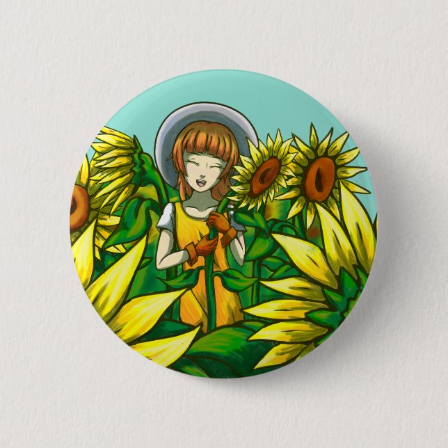 Chapa Redonda De 5 Cm Sunflower (Anverso)