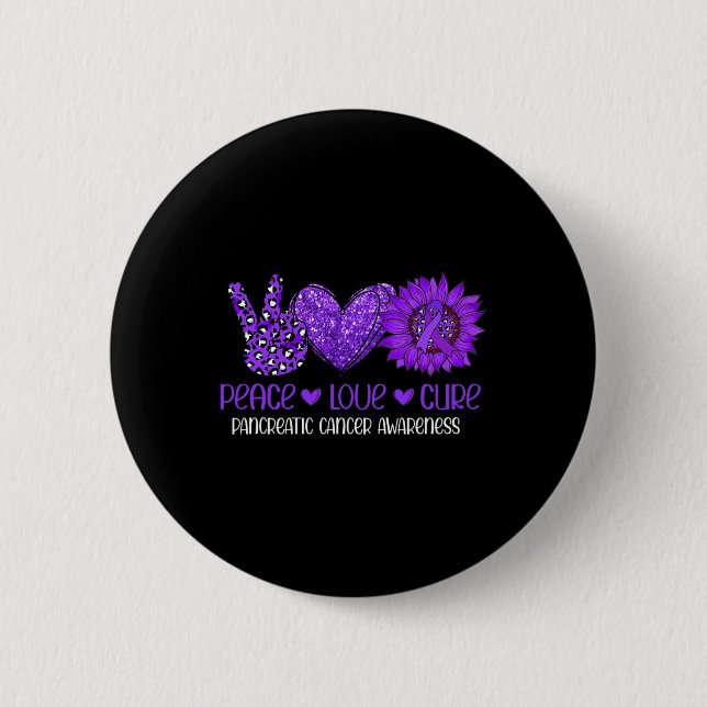 Chapa Redonda De 5 Cm Sunflower Peace Love Pancreatic Cancer Awareness R (Anverso)
