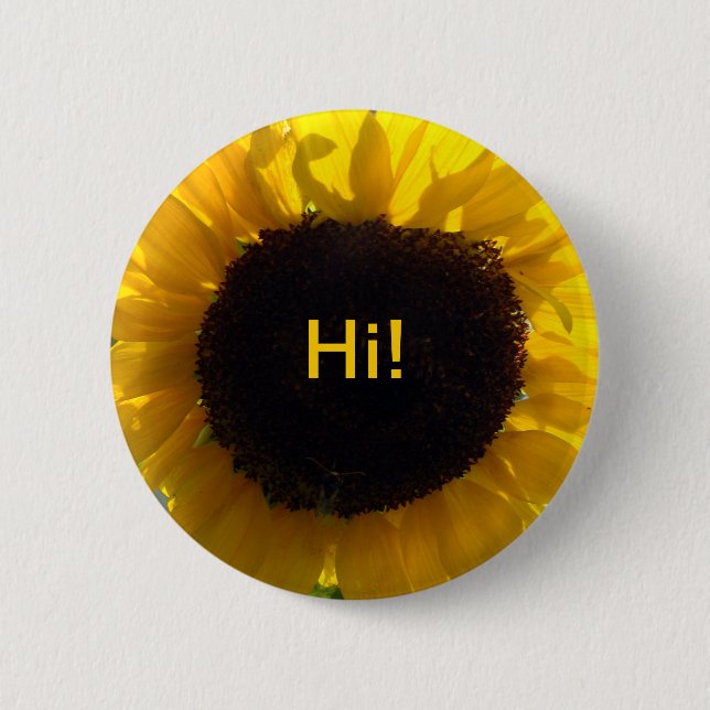 Chapa Redonda De 5 Cm Sunflower Sunshine Hello (Anverso)