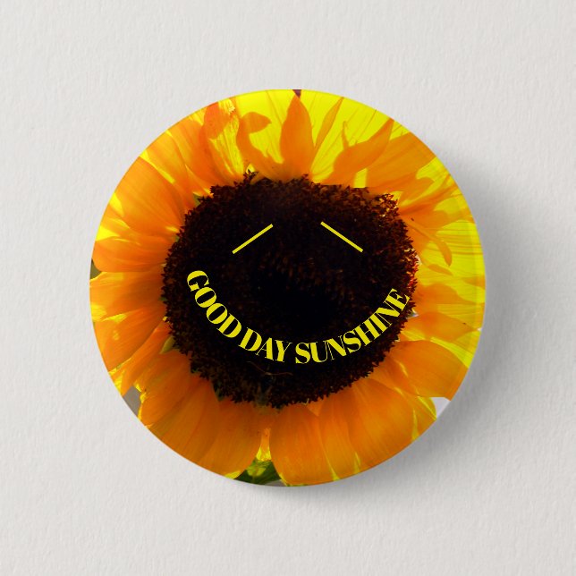 Chapa Redonda De 5 Cm Sunflower Sunshine sonriente (Anverso)
