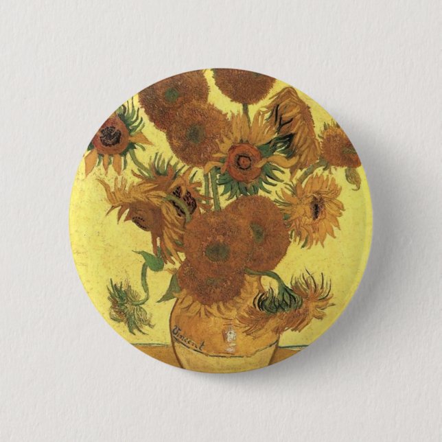 Chapa Redonda De 5 Cm Sunflowers de Van Gogh (Anverso)