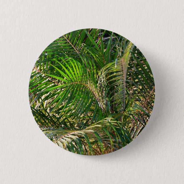 Chapa Redonda De 5 Cm Sunset Lit Palm Fronds Tropical (Anverso)