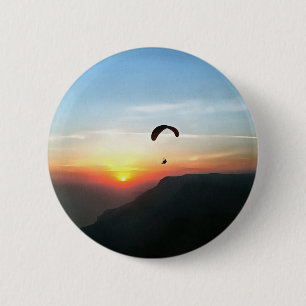 Chapa Redonda De 5 Cm Sunset Paraglide Wanderlust Extreme Sports Art