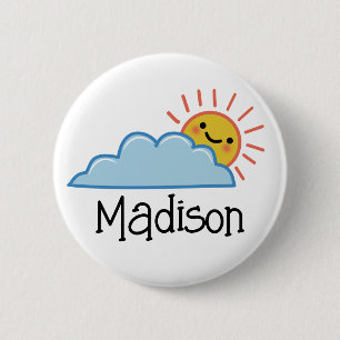 Chapa Redonda De 5 Cm Sunshine Y Nubes Personalizado