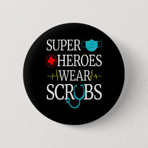 Chapa Redonda De 5 Cm Super Héroes Usan Scrubs Enfermería Cute enfermera