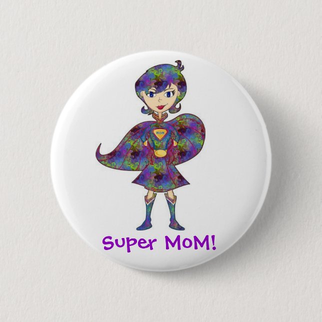 Chapa Redonda De 5 Cm ¡Super MoM! (Anverso)