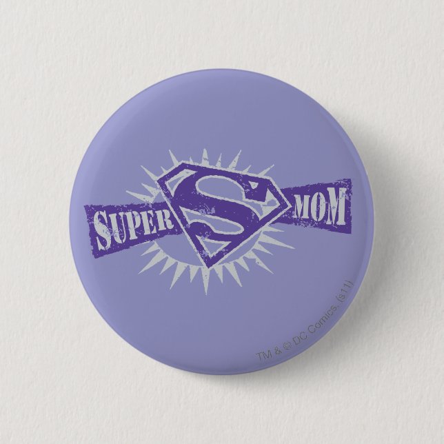Chapa Redonda De 5 Cm Super Mom Purple Starburst (Anverso)