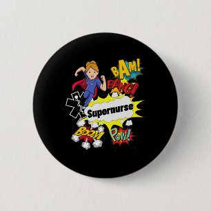 Chapa Redonda De 5 Cm Superenfermera Comic Superhero Style Rn Woman Enfe