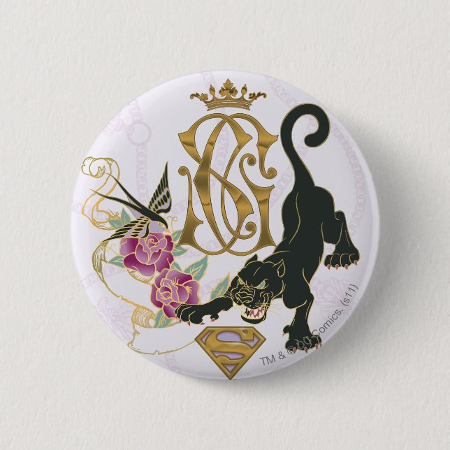 Chapa Redonda De 5 Cm Supergirl Black Panther (Anverso)