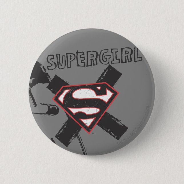 Chapa Redonda De 5 Cm Supergirl Black Safety Pins (Anverso)