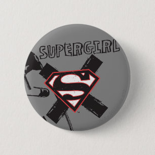 Chapa Redonda De 5 Cm Supergirl Black Safety Pins