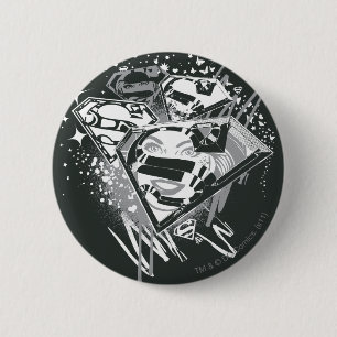 Chapa Redonda De 5 Cm Supergirl blanco y negro