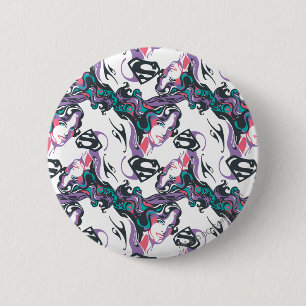 Chapa Redonda De 5 Cm Supergirl Color Splash Swirls Patrón 3