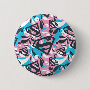 Chapa Redonda De 5 Cm Supergirl Color Splash Swirls Patrón 6