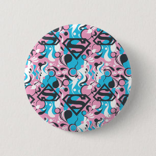 Chapa Redonda De 5 Cm Supergirl Color Splash Swirls Patrón 7