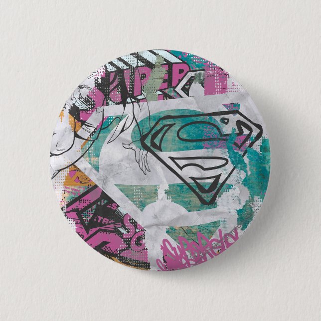 Chapa Redonda De 5 Cm Supergirl Comic Capers Pattern 11 (Anverso)