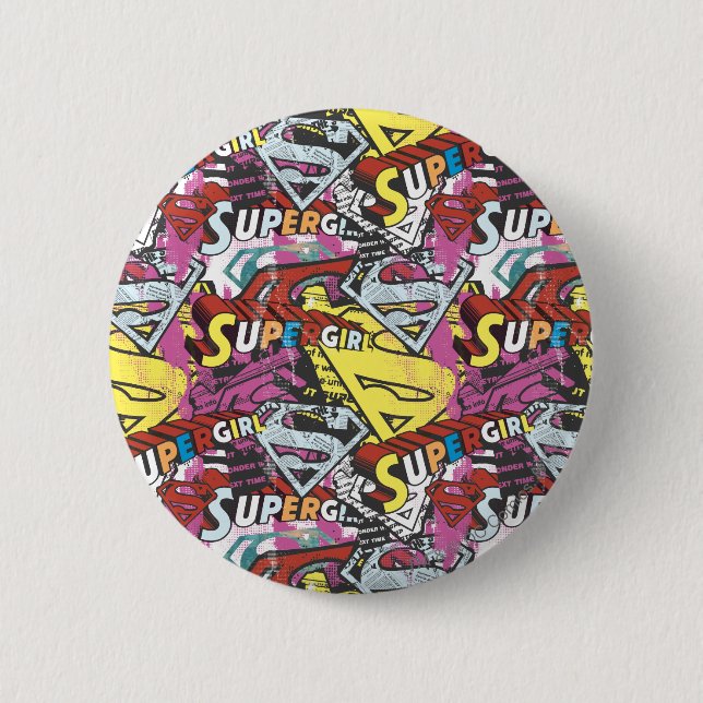 Chapa Redonda De 5 Cm Supergirl Comic Capers Pattern 4 (Anverso)
