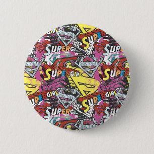 Chapa Redonda De 5 Cm Supergirl Comic Capers Pattern 4