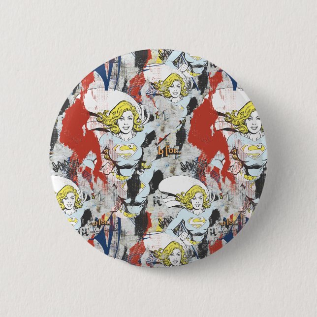 Chapa Redonda De 5 Cm Supergirl Comic Capers Pattern 5 (Anverso)