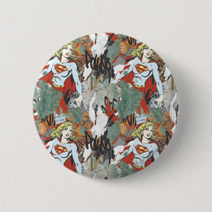 Chapa Redonda De 5 Cm Supergirl Comic Capers Pattern 8