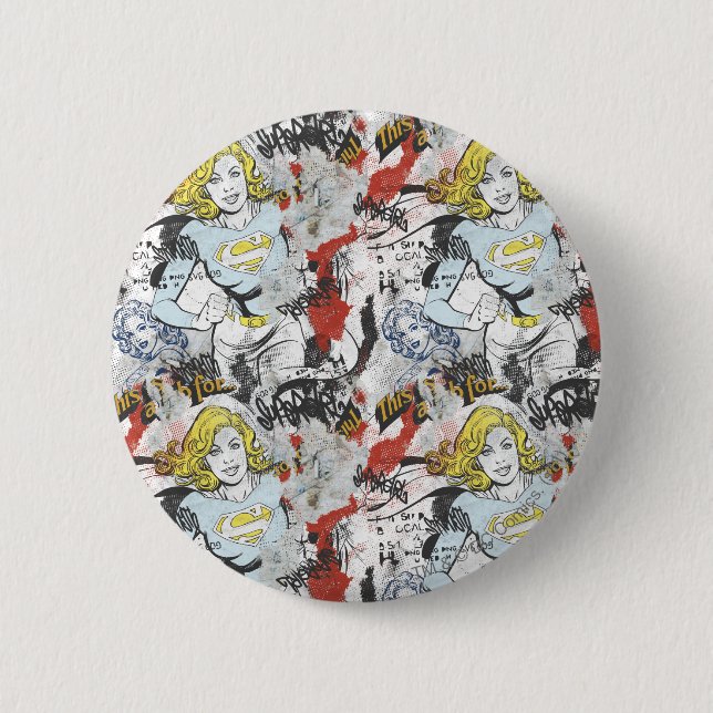 Chapa Redonda De 5 Cm Supergirl Comic Capers Pattern 9 (Anverso)