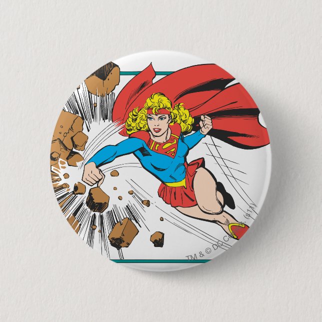 Chapa Redonda De 5 Cm Supergirl destruye Boulder (Anverso)