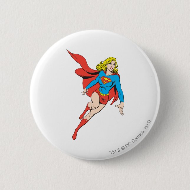 Chapa Redonda De 5 Cm Supergirl en movimiento (Anverso)