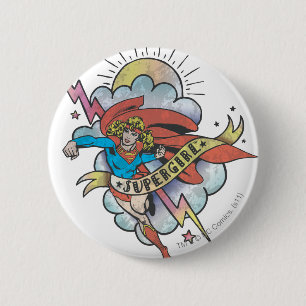 Chapa Redonda De 5 Cm Supergirl Flying Lightning Tattoo