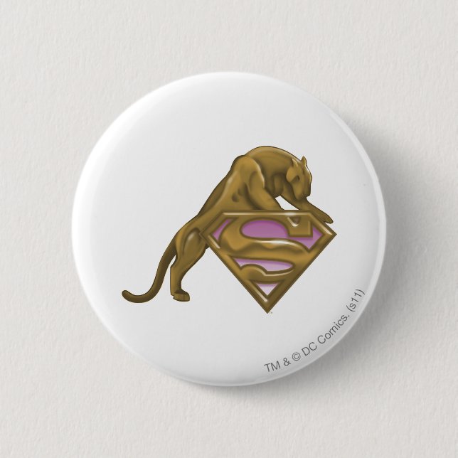 Chapa Redonda De 5 Cm Supergirl Golden Cat (Anverso)