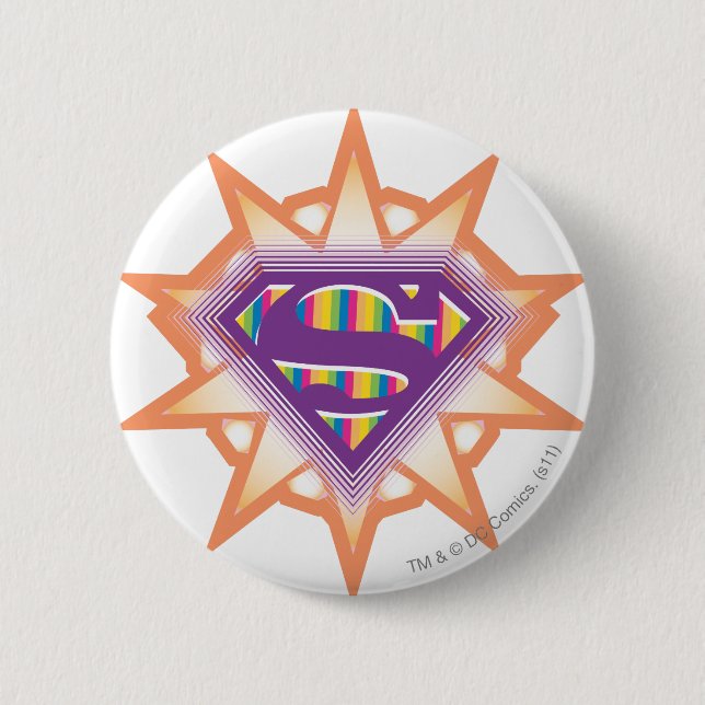 Chapa Redonda De 5 Cm Supergirl Naranja Starburst (Anverso)