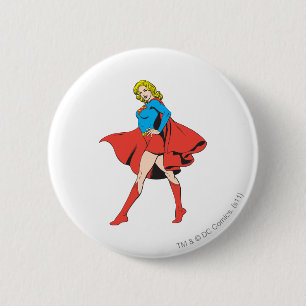 Chapa Redonda De 5 Cm Supergirl pega una actitud