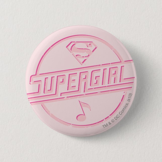 Chapa Redonda De 5 Cm Supergirl Pink Music Note (Anverso)