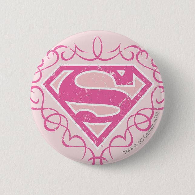 Chapa Redonda De 5 Cm Supergirl Pink Strips (Anverso)
