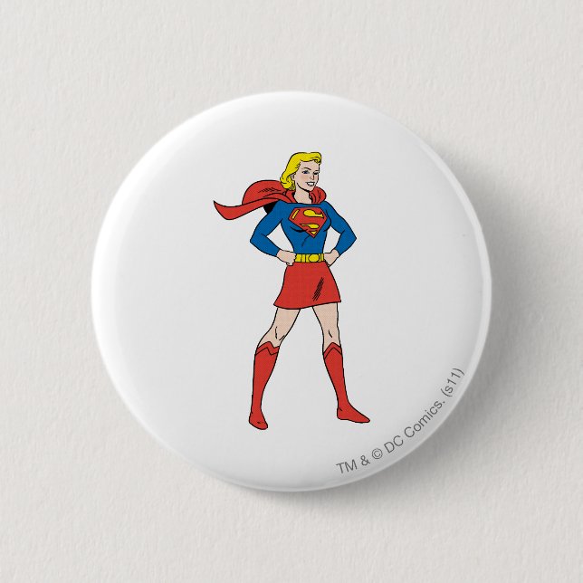 Chapa Redonda De 5 Cm Supergirl Pose 7 (Anverso)
