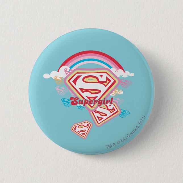 Chapa Redonda De 5 Cm Supergirl Rainbow (Anverso)