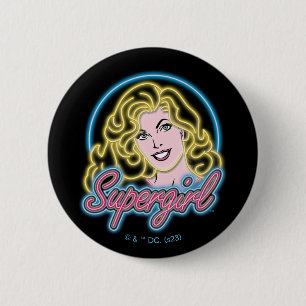 Chapa Redonda De 5 Cm Supergirl Retro Neon Lights Graphic