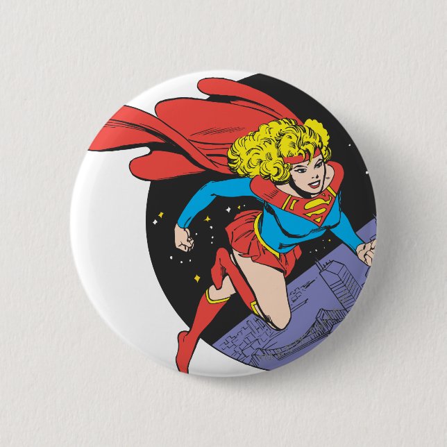 Chapa Redonda De 5 Cm Supergirl Saltos en el espacio (Anverso)