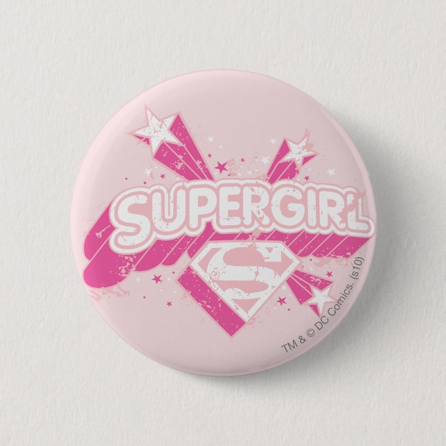 Chapa Redonda De 5 Cm Supergirl Stars and Logo (Anverso)