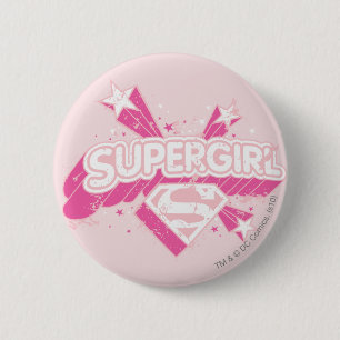 Chapa Redonda De 5 Cm Supergirl Stars and Logo