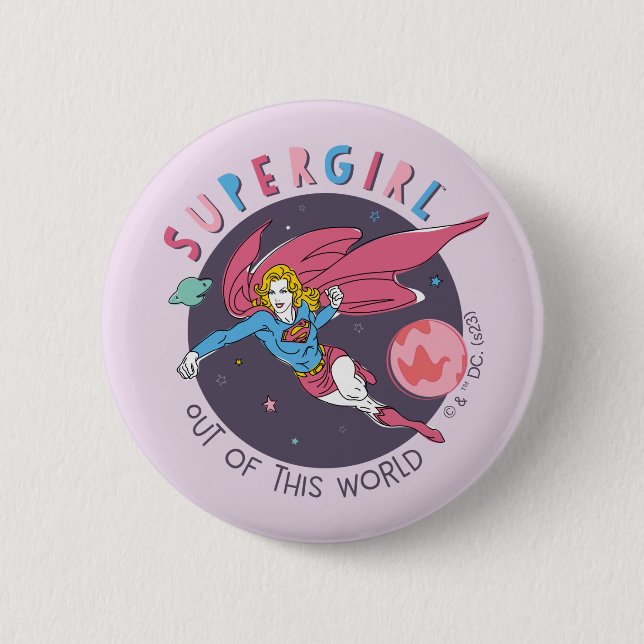 Chapa Redonda De 5 Cm Supergirl Volando hacia arriba Ilustracion (Anverso)